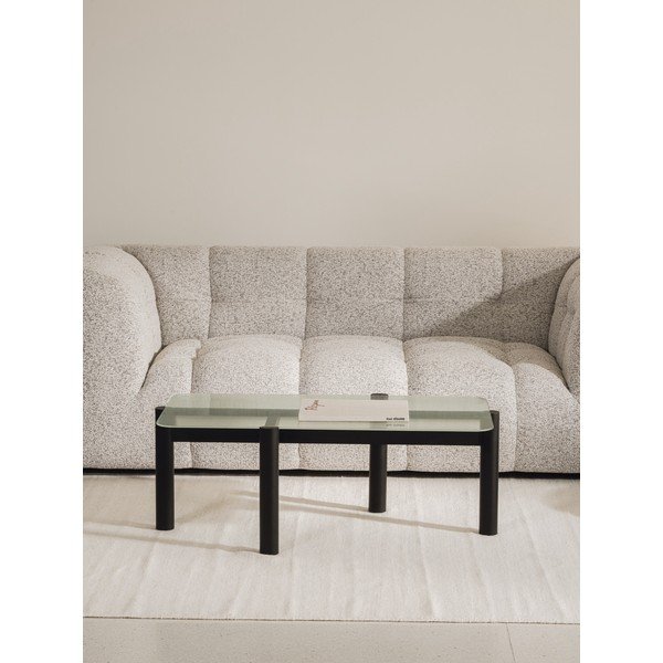 Črna klubska mizica s stekleno mizno ploščo 55x105 cm Kob – noo.ma-image-1