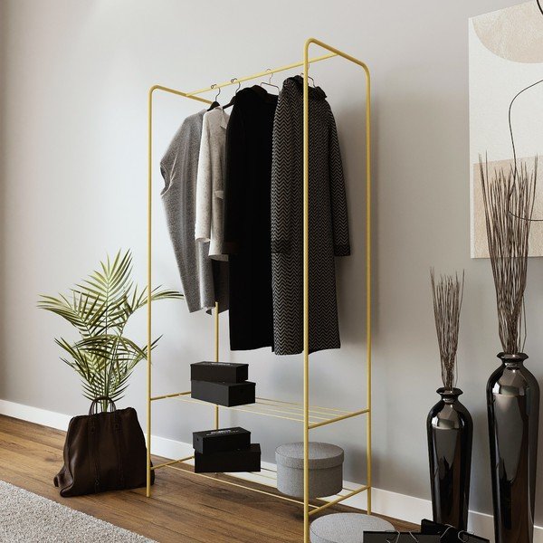 Kovinsko stojalo za oblačila v zlati barvi Frankenthal – Kalune Design-image-1