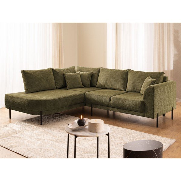 Zelena kotna sedežna garnitura iz šenilje (levi kot/v obliki črke L) Mauris  – Ropez-image-4