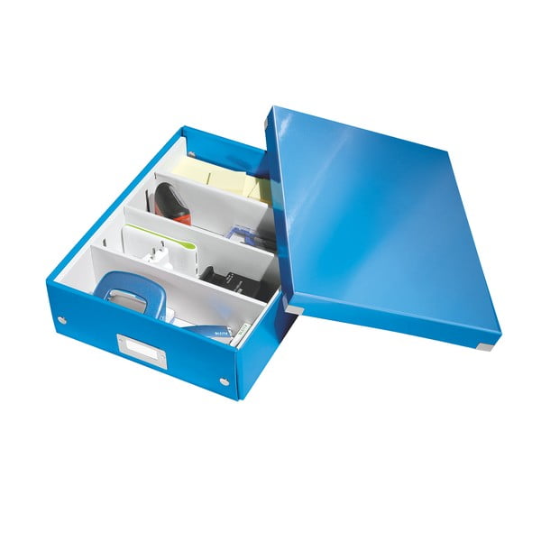 Modra kartonasta škatla za shranjevanje s pokrovom 28x37x10 cm Click&Store – Leitz