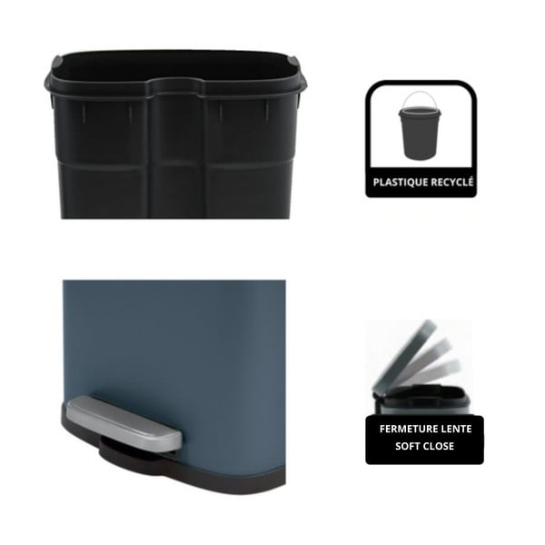 Modrozelen jeklen koš za smeti s pedalom 5 l Akira – Spirella-image-2