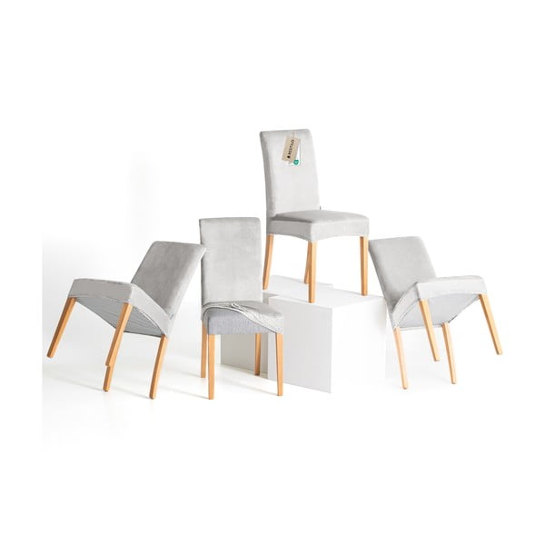 Svetlo sive raztegljive prevleke v kompletu 4 ks za stol 48 cm Sento – Restilo