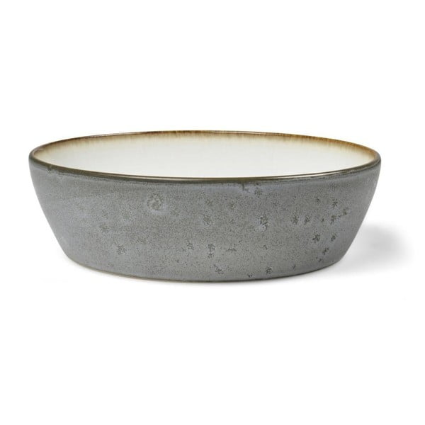 Siva keramična posoda za serviranje z notranjo glazuro kremasto bele barve Bitz Mensa, premer 18 cm