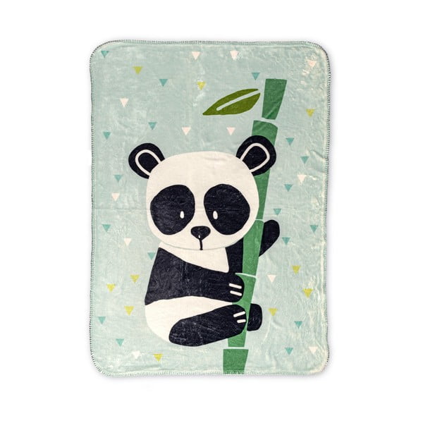 Svetlo zelena otroška odeja iz mikrovlaken 140x110 cm Panda - Moshi Moshi