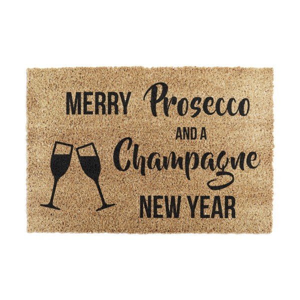 Predpražnik z božičnim motivom iz kokosovih vlaken 40x60 cm Champagne New Year – Artsy Doormats