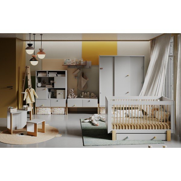 Svetlo siv otroški obešalnik iz bukovega lesa Cube - Pinio-image-4