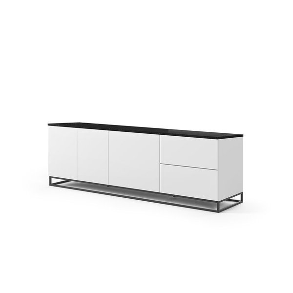 Mat bela TV mizica s črno ploščo v marmornem dekorju TemaHome Join, 200 x 65 cm-image-2