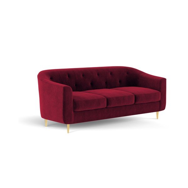 Rdeča žametna zofa Kooko Home Corde, 175 cm-image-4