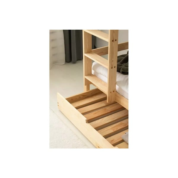 Pograd z dodatnim ležiščem otroška postelja s prostorom za shranjevanje z letvenim dnom 80x200 cm v naravni barvi CLPBN – Adeko-image-3