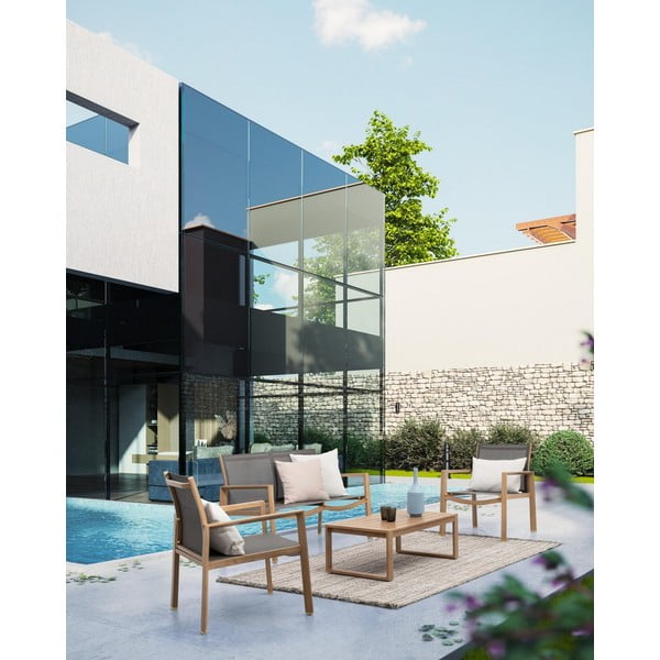 Aluminijasta vrtna garnitura v naravni barvi za 4 osebe Kallen   – Bizzotto-image-1