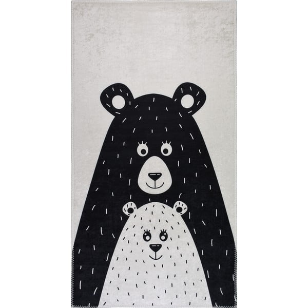Črno-bela pralna otroška preproga 120x180 cm Bear Family – Vitaus