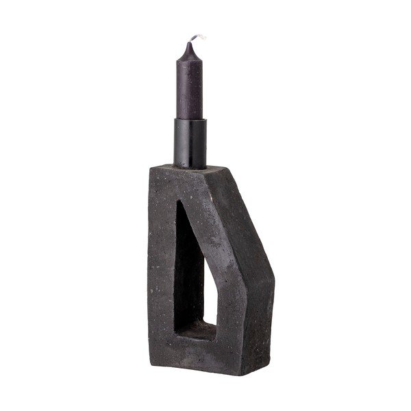 Črn svečnik iz terakote Bloomingville Kes, višina 20 cm-image-3