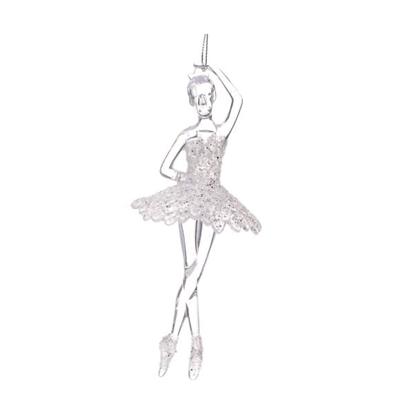 Viseča srebrna božična figurica balerine Dakls, višina 17 cm