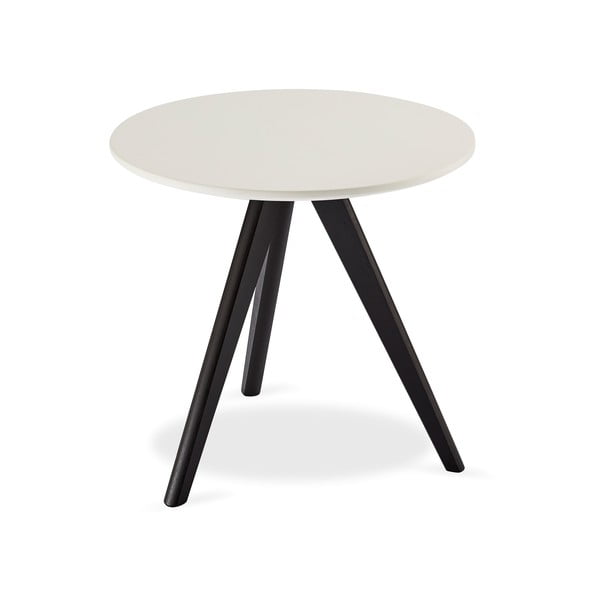 Črno-bela mizica s hrastovimi nogami Furnhouse Life, Ø 48 cm