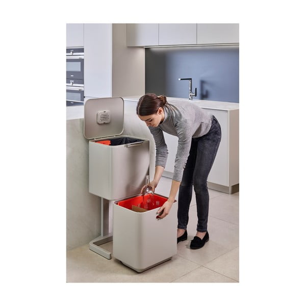 Bež jeklen koš za smeti za ločevanje odpadkov 60 l Totem Max – Joseph Joseph-image-3