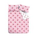 Bela/rožnata podaljšana posteljnina za zakonsko posteljo 230x220 cm Disco Cherries Stripes – Catherine Lansfield