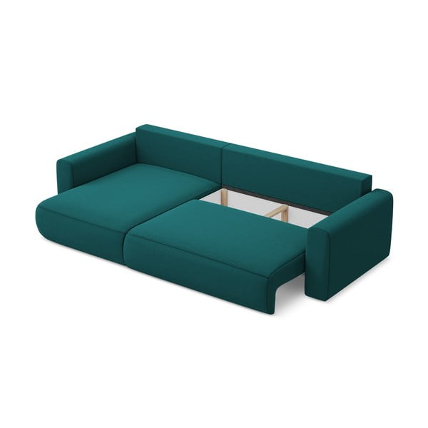 Turkizna žametna raztegljiva/s prostorom za shranjevanje kotna sedežna garnitura (levi kot/z ležalnikom) Kapua – Makamii-image-3