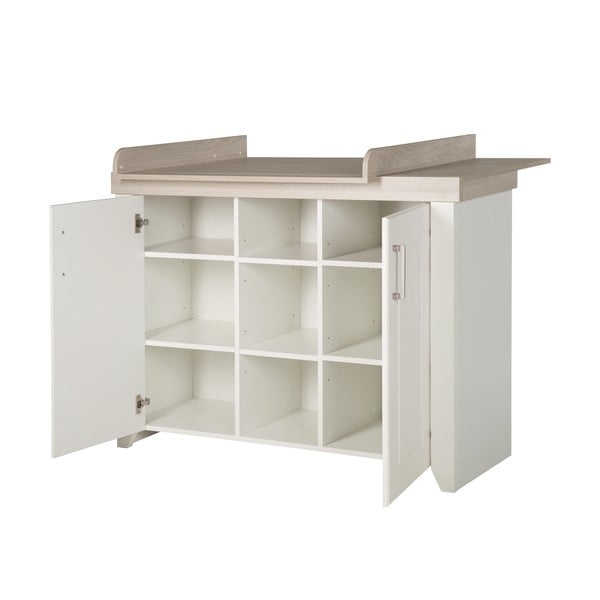 Bela nizka otroška komoda v brestovem dekorju s previjalnim pultom 120x98 cm Felicia – Roba-image-4