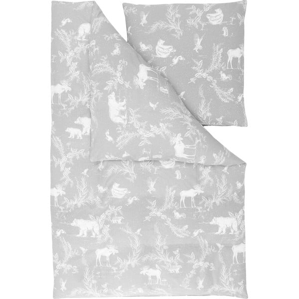 Siva flanelna posteljnina Westwing Collection Animal Toile, 155 x 220 cm