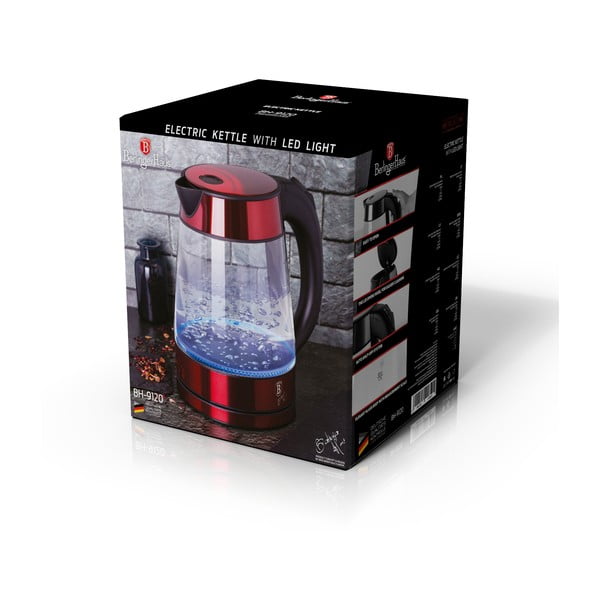 Rdeč grelnik vode 1,7 l Burgundy Metallic Line - BerlingerHaus-image-4