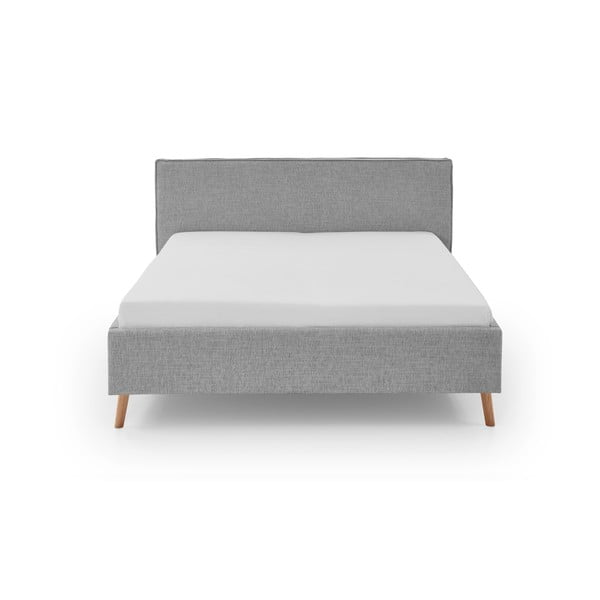 Svetlo siva oblazinjena zakonska postelja s prostorom za shranjevanje z letvenim dnom 180x200 cm Riva – Meise Möbel-image-4