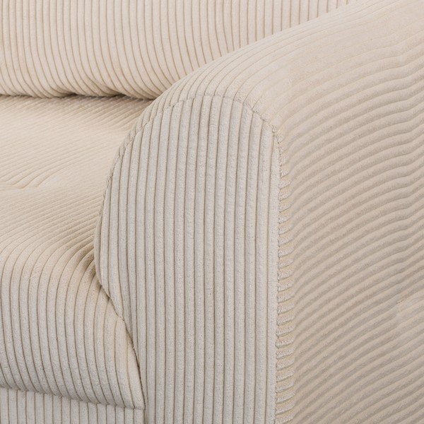 Kremno bela kotna sedežna garnitura iz rebrastega žameta (levi kot) Ariella – Ropez-image-1