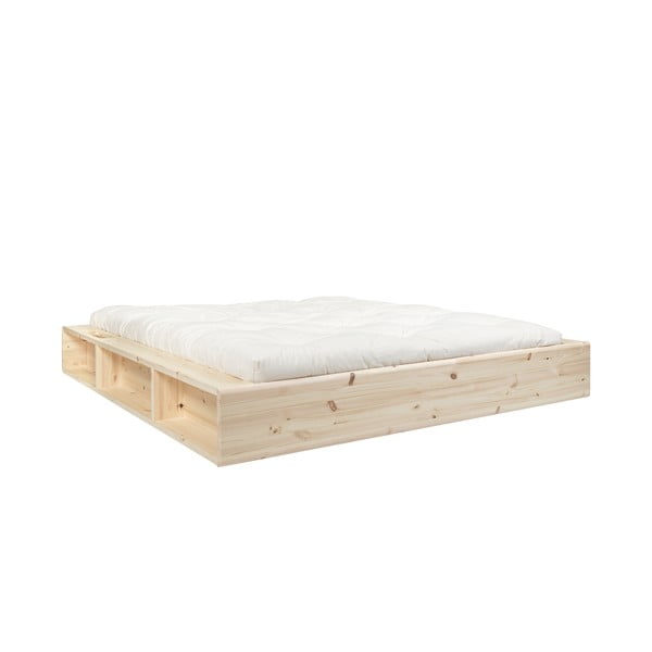 Zakonska postelja iz masivnega lesa s s prostorom za shranjevanje in futonom Double Latex Mat Karup Design Ziggy, 160 x 200 cm