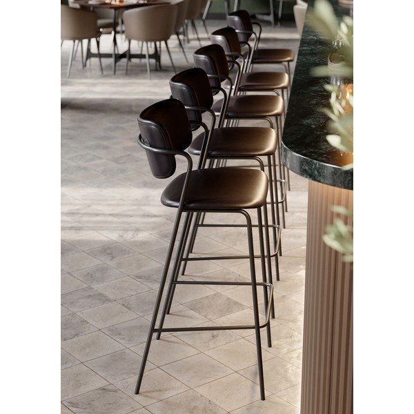 Črn barski stol iz umetnega usnja DAN-FORM Denmark Zed, višina 107 cm-image-1