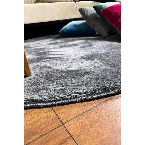 Antracitno siva pralna okrogla preproga ø 80 cm Pelush Anthracite – Mila Home-image-1