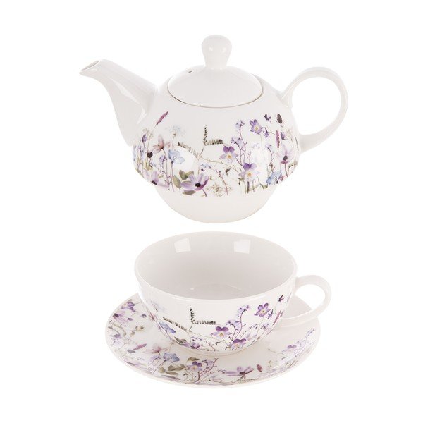 Bel/vijoličen porcelanast čajni servis Louka – Orion-image-2