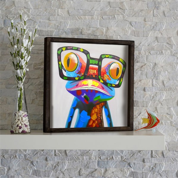 Dekorativna slika v okvirju Frog, 34 x 34 cm-image-1