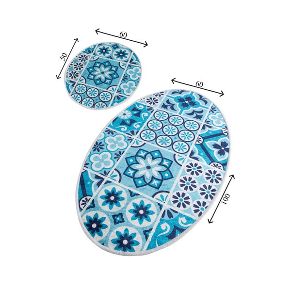 Modre kopalniške preproge v kompletu 2 ks 60x100 cm Ceramic – Foutastic-image-3