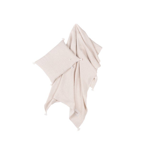 Kremno bel komplet otroške odeje in vzglavnika iz muslina 100x130 cm Muslin Linen – Malomi Kids