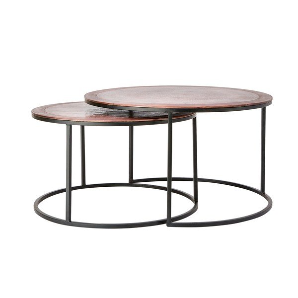 Kovinske okrogle mizice v bakreni barvi v kompletu 2 kos ø 75 cm Talca - Light & Living