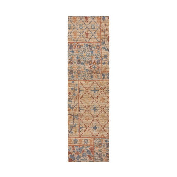 Ročno tkan tekač iz mešanice jute v naravni barvi 60x230 cm Taylor Patchwork – Flair Rugs