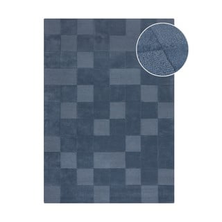 Temno modra ročno tkana volnena preproga 120x170 cm Checkerboard – Flair Rugs