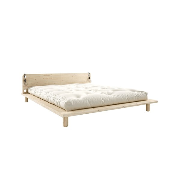 Zakonska postelja iz masivnega lesa z vzglavjem, svetilkami in ležiščem Comfort Karup Design Peek, 180 x 200 cm