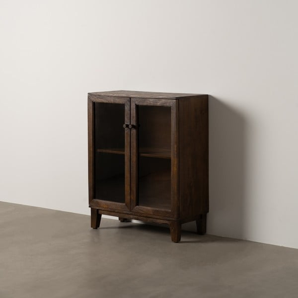 Rjava vitrina iz masivnega manga 80x100x40 cm Ravi – Ixia-image-3