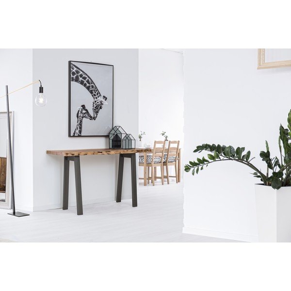 Črna/v naravni barvi stranska mizica z mizno ploščo iz akacije 45x130 cm Aron – Bizzotto-image-1