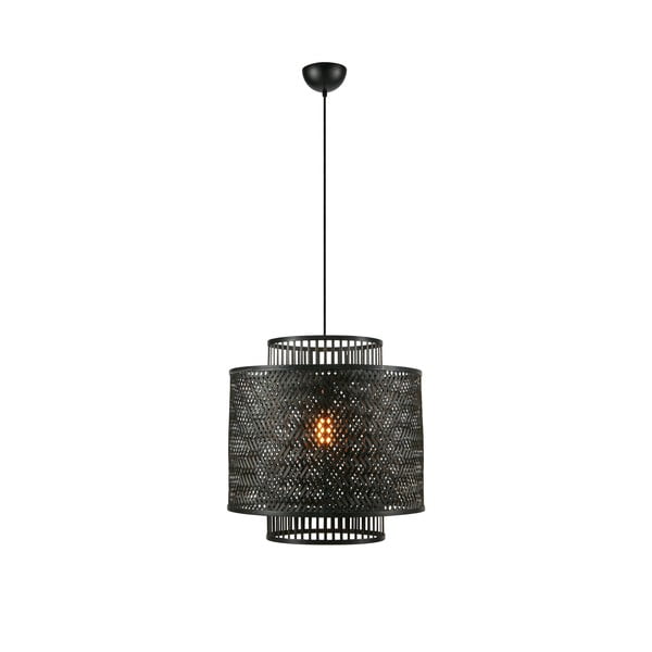 Mat črna viseča svetilka z bambusovim senčnikom ø 50 cm Strati – Markslöjd