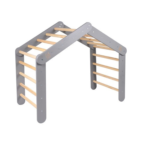 Siv piklerjev trikotnik iz masivnega bora 61x112x94 cm Montessori – Meowbaby