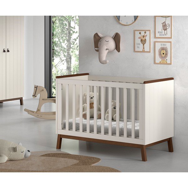 Bež otroška posteljica iz masivnega bora z nastavljivo višino 60x120 cm Sezane – Vipack-image-1