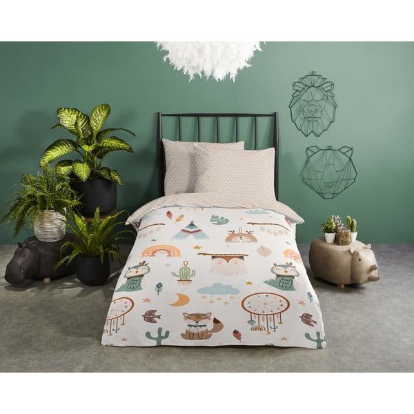 Bež enojna bombažna otroška posteljnina 140x200 cm Remi – Good Morning-image-1