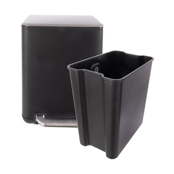 Črn koš za smeti s pedalom iz nerjavečega jekla 20 l Black – Orion-image-4