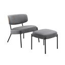 Siv žameten fotelj z naslonjalom za noge Jerry – Støraa