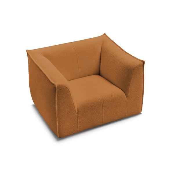 Gorčično rumen fotelj iz tkanine bouclé Giorgia – Bobochic Paris-image-4