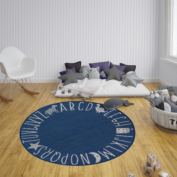 Modra otroška preproga Ragami Letters, ø 160 cm-image-1
