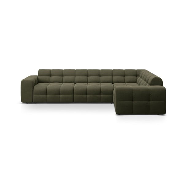 Zelena kotna sedežna garnitura v obliki črke L (desni kot) Kendal – Micadoni 