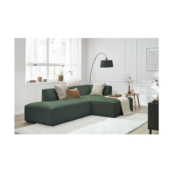 Zelena kotna sedežna garnitura (desni kot/v obliki črke L) Megeve – Bobochic Paris-image-1