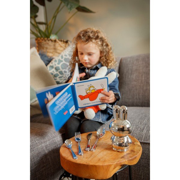 Otroški jedilni pribor iz nerjavečega jekla v srebrni barvi 4 ks Miffy – Zilverstad-image-4